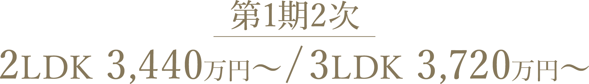 第1期2次 2LDK 3,440万円～／3LDK 3,720万円～